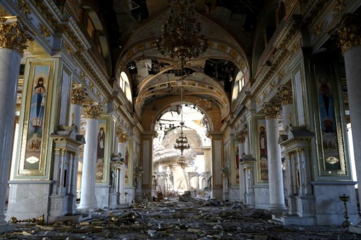 The orthodox cathedral was badly damaged in the latest attack on Odesa (Oleksandr GIMANOV)