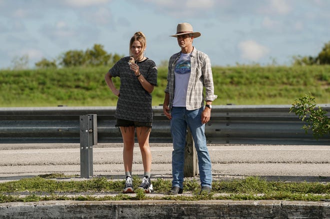 Vivian Olyphant as Willa Givens and Timothy Olyphant as Raylan Givens in "Justified: City Primeval."