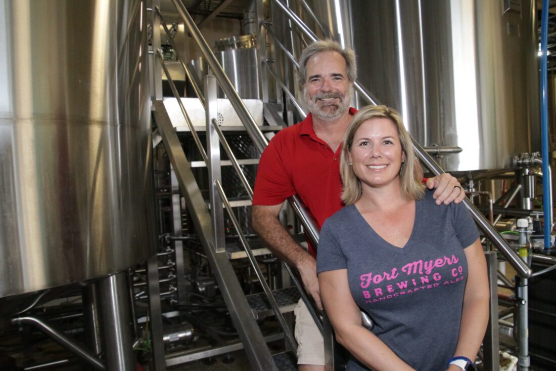Co-founders Jen and Rob Whyte in brewery