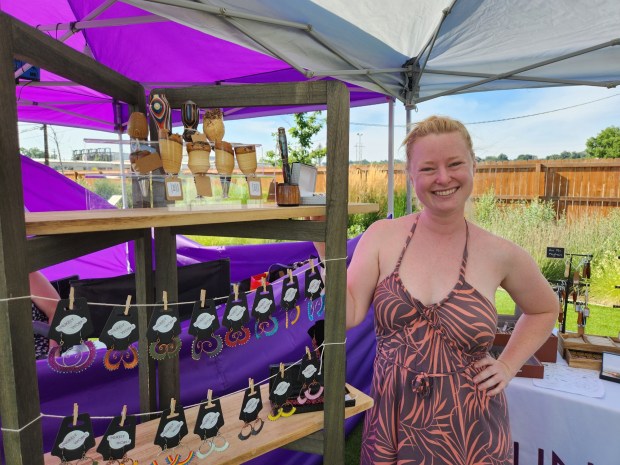 Malia Baynham, owner of Unlikely Works, has been woodworking since she was in high school and now seels a variety of pens, home decor items, jewelry and more. (Andrea Grajeda/ Staff Writer)