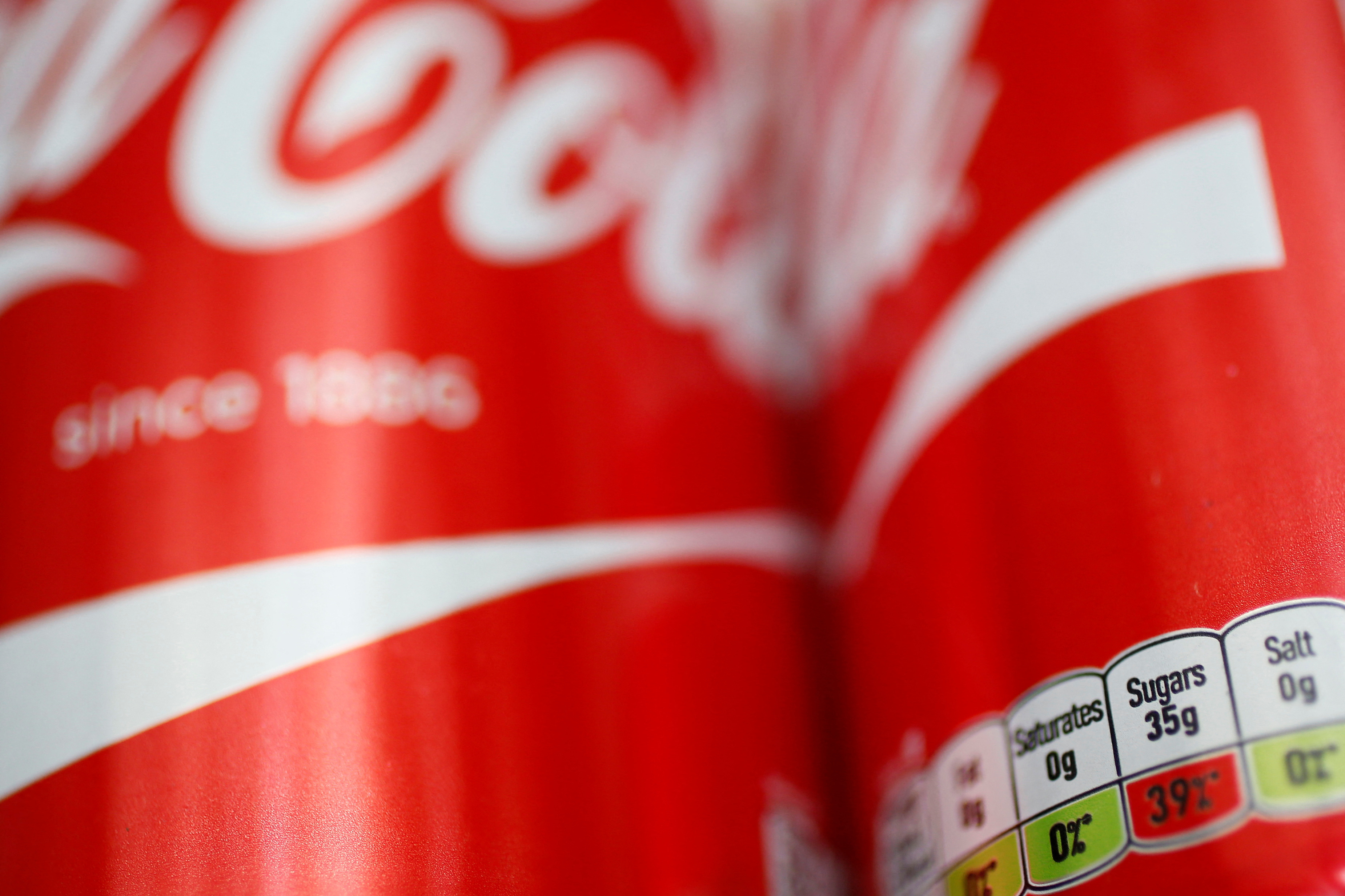 A detail of a can of Coca-Cola is seen in London