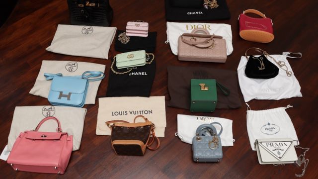 Branded bags seized by the Singapore Police Force.