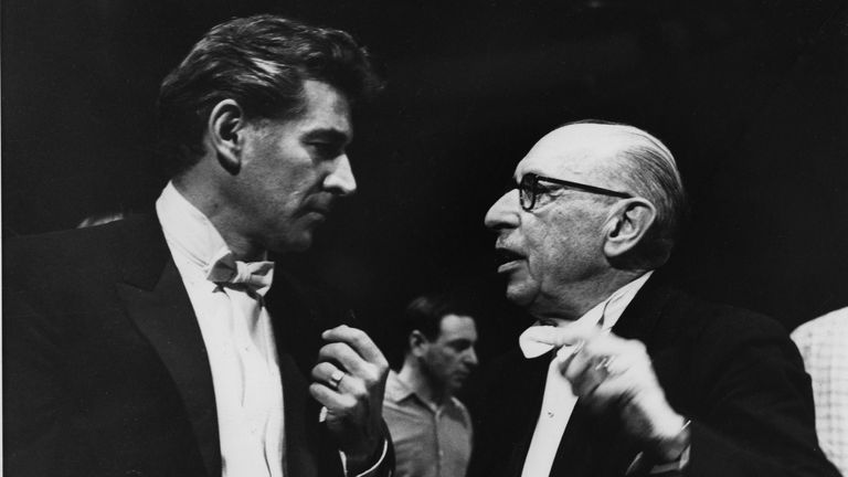 Leonard Bernstein (left) with Igor Stravinsky in New York in 1960. Pic: AP 