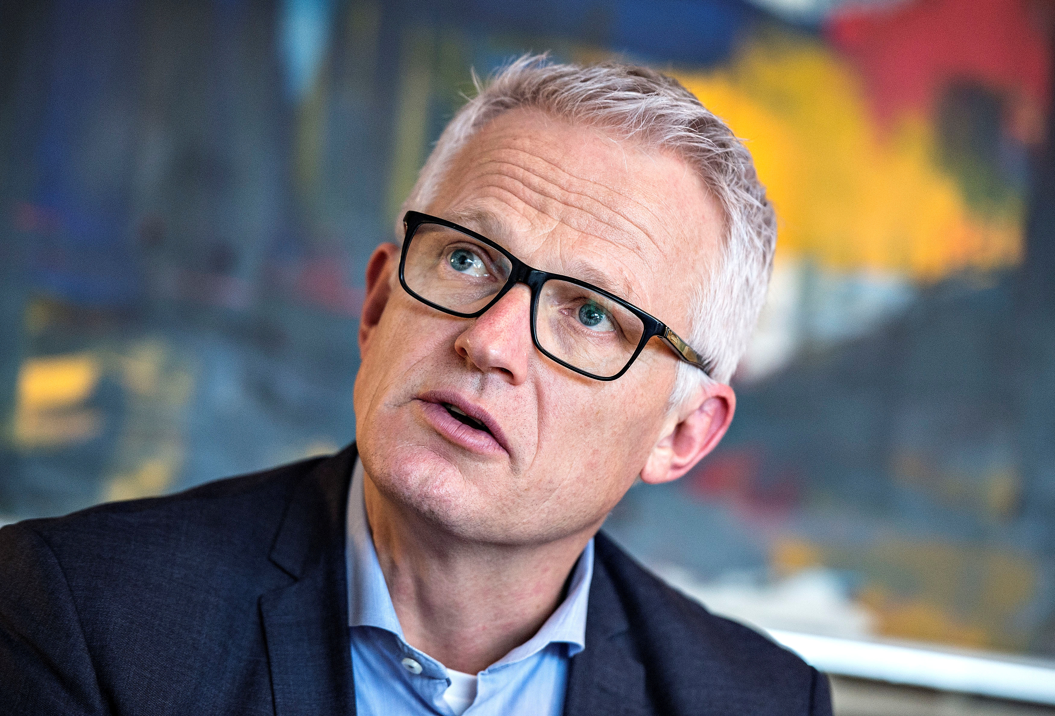 CEO of Grundfos Mads Nipper presents the financial statements of 2017 at a news conference in Bjerringbro