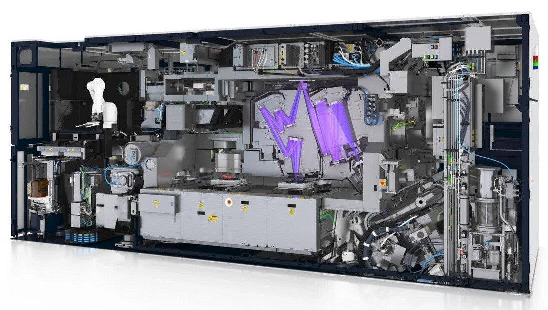 ASML's extreme ultraviolet lithography machine which is about the size of a school bus
