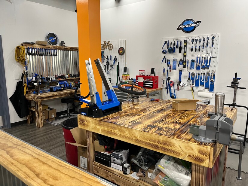 The fix-it space inside the shop. photo by Lonnie Huhman