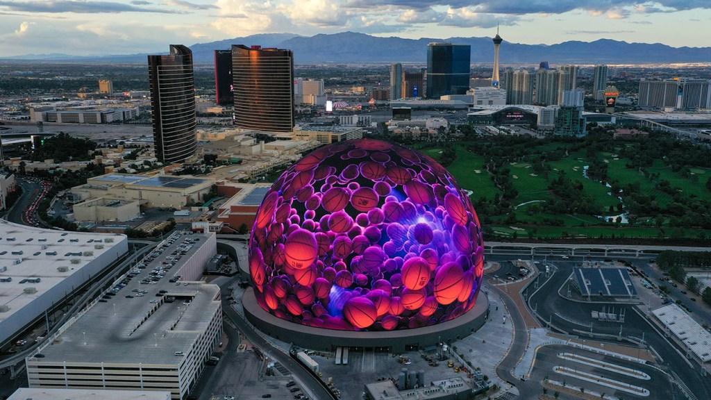 The Sphere is seen at the Venetian Resort in Las Vegas, Nevada.