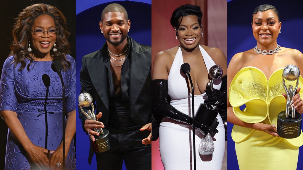 Oprah onstage, Usher accepting his award, Fantasia Barrino accepting her award, Taraji P. Henson accepting her award