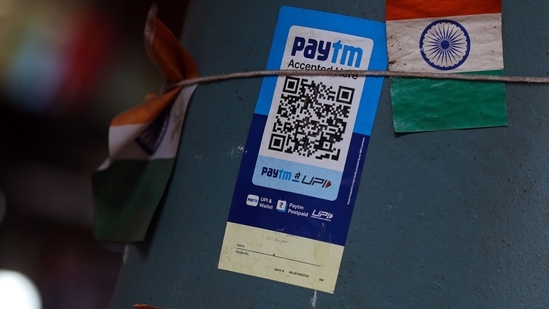 Latest news on July 16, 2024: A QR code for the Paytm digital payment system at a store in Mumbai, India.