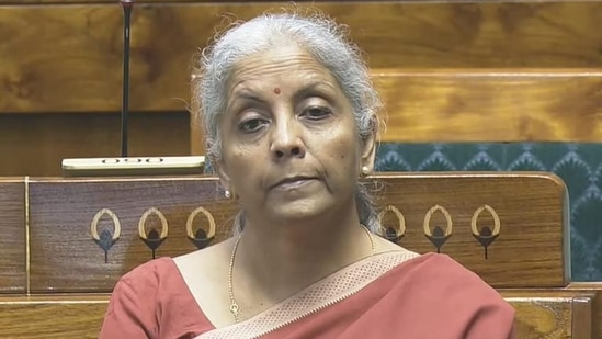 Latest news on August 7, 2024: Union finance minister Nirmala Sitharaman in the Lok Sabha during the Monsoon session of Parliament, in New Delhi, on Tuesday. (PTI)