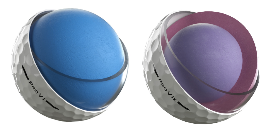 The new 2025 Pro V1 (left) and Pro V1x golf balls boast new core and cover formulations