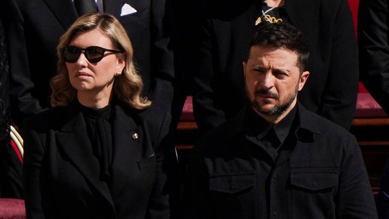 Zelenskyy at the funeral.