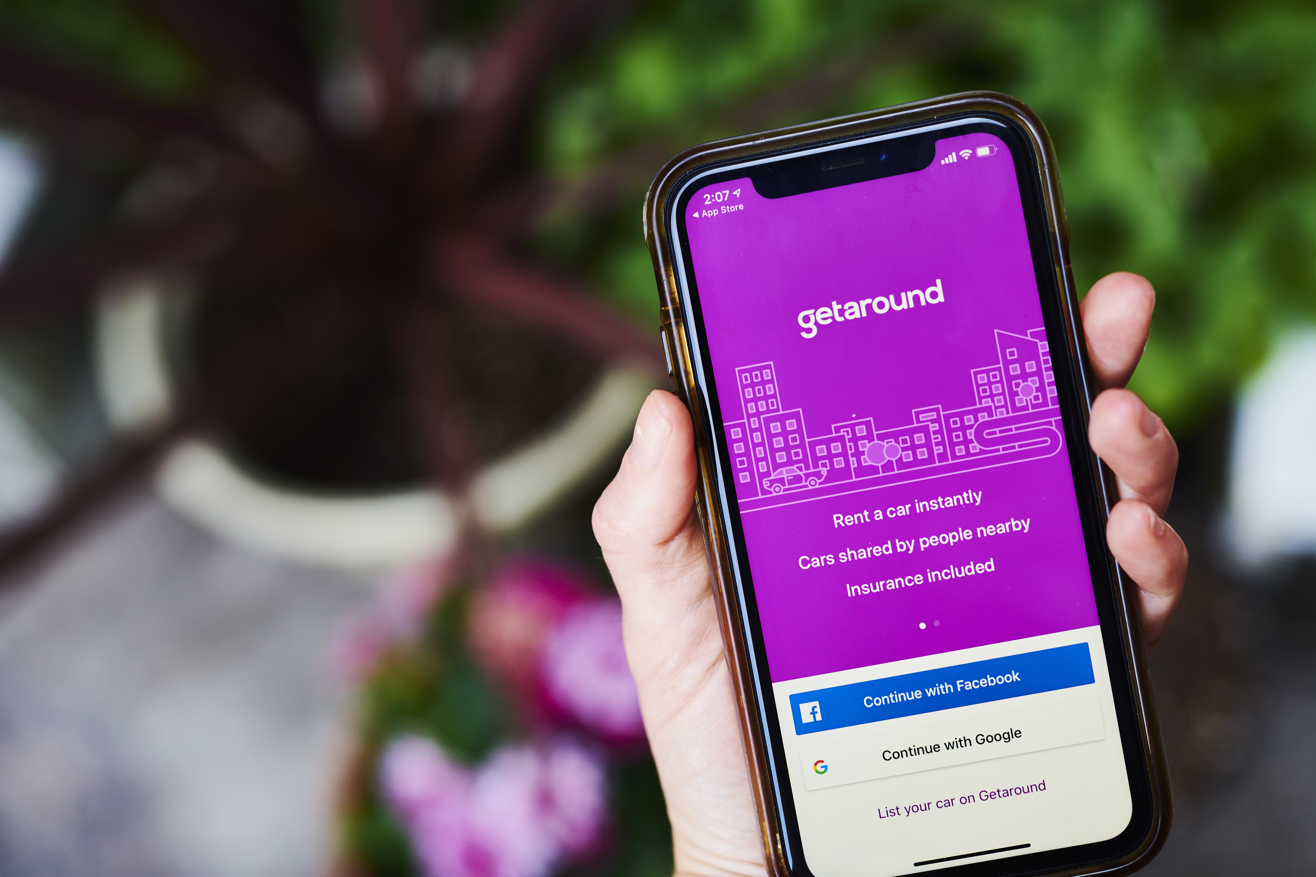 The home screen for Getaround Inc. is displayed on a smartphone.