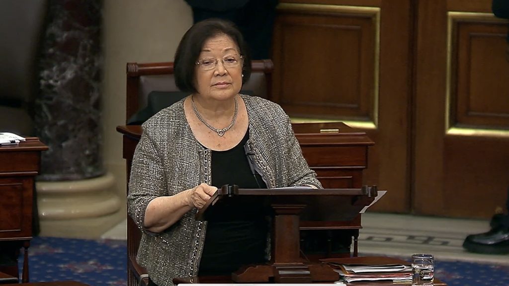 Sen. Mazie Hirono speaks on the Senate floor.