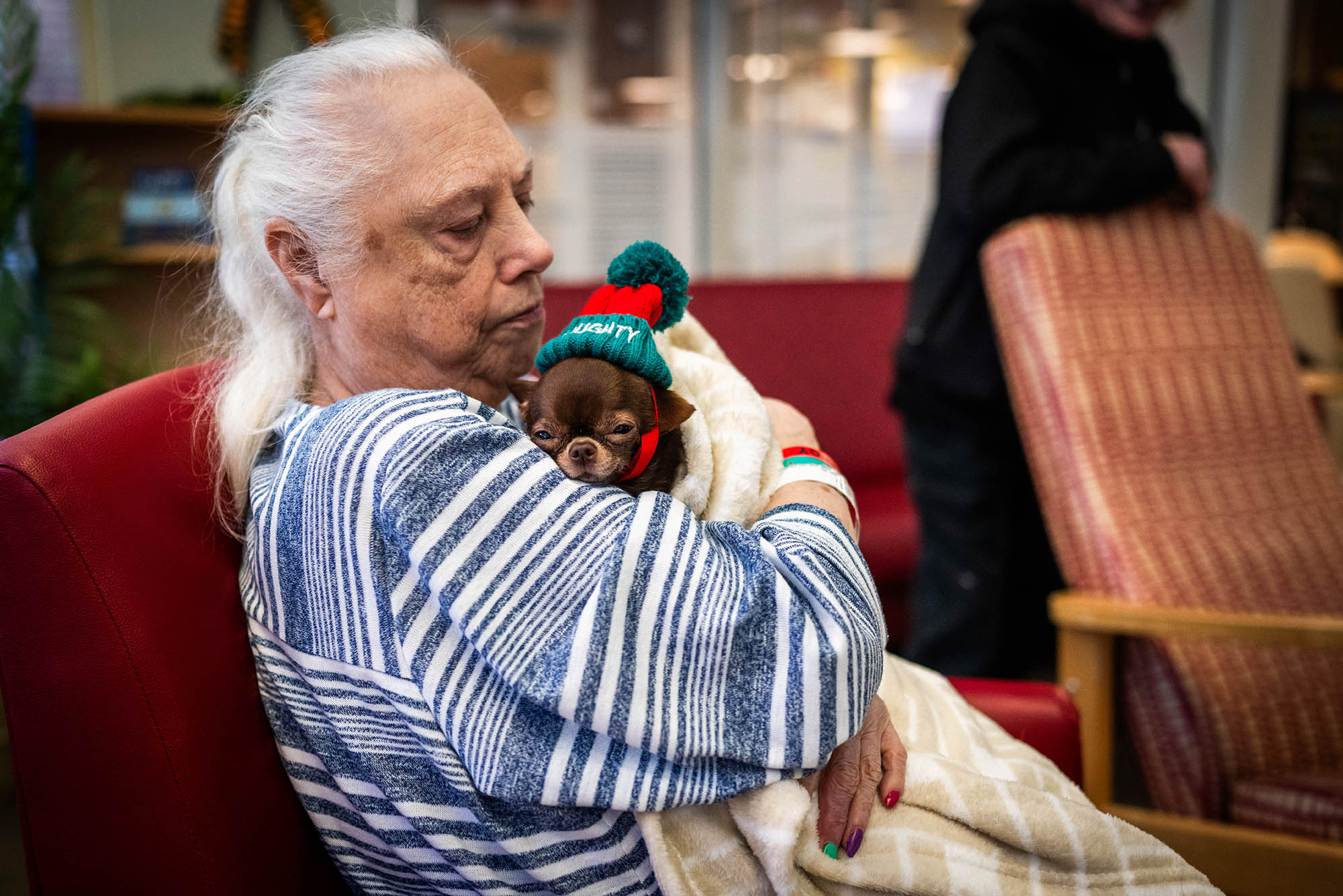 Unlocking Accessibility: How AI Legalese Decoder Enhances Boston Medical Center's Therapy Dog Program 1 BHCHP patient Donna cradles Bitsy