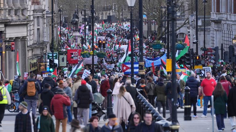 Protesters at the march. Pic: Yui Mok/PA